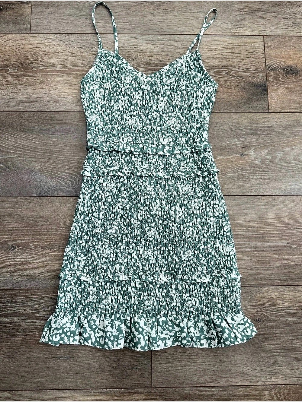 Abercrombie & Fitch Green Floral Smocked Midi Dress XS